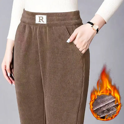 2023 New-Corduroy High Waist Straight Leg Plush Pants For Women spiyle