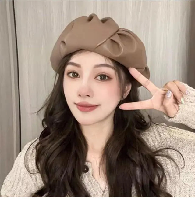 Stylish Leather Beret Hat jolieaprile11