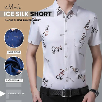 Men's Ice Silk Short Sleeve Printed Shirt aimtoyou