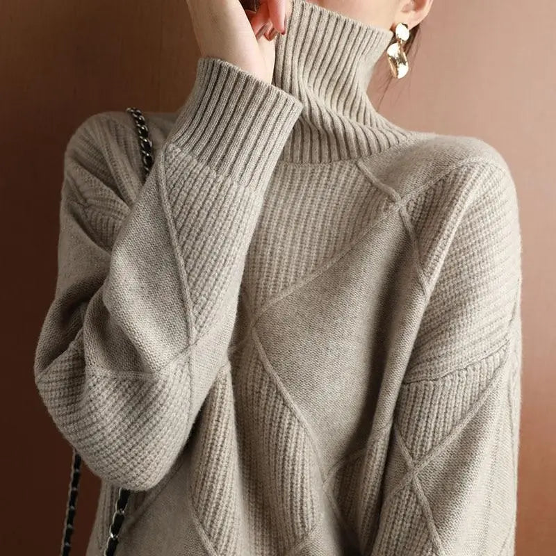 Loose Cashmere Turtleneck Sweater Cardigan spiyle
