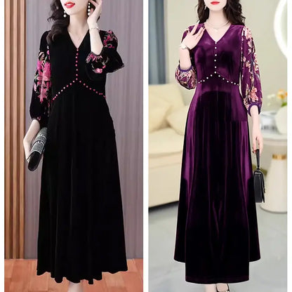 🔥Hot Sale $44.99🔥Elegant Lantern Sleeve V-Neck Midi Dress - Best Gift for Her(45%OFF) spiyle