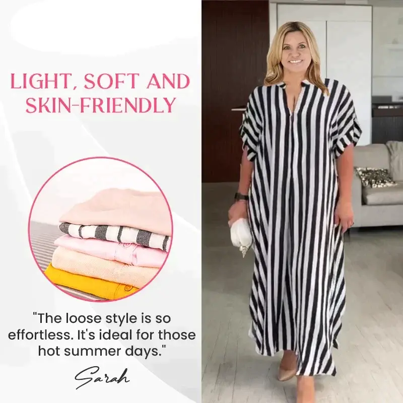 🎉New Product Launch💐– V-Neck Striped Maxi Dress（50% OFF） spiyle