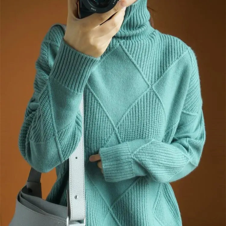 Loose Cashmere Turtleneck Sweater Cardigan spiyle