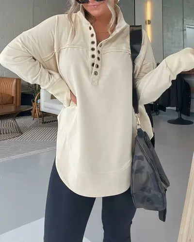 HALF NECK THUMBHOLE CUFF PULLOVER SWEATSHIRT spiyle