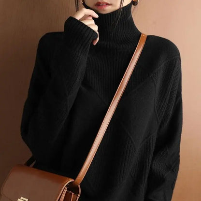 Loose Cashmere Turtleneck Sweater Cardigan spiyle
