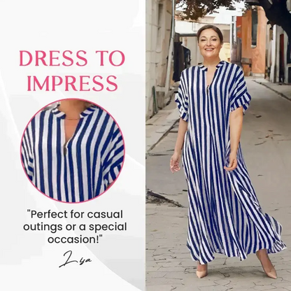 🎉New Product Launch💐– V-Neck Striped Maxi Dress（50% OFF） spiyle