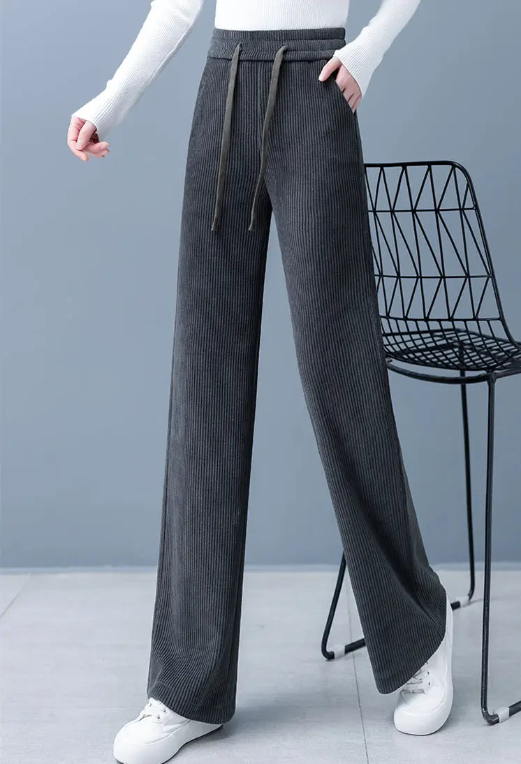 🔥✨Christmas promotion 50% OFF🎅🎁Women's Padded And Thickened Solid Color Wide-Legged Drawstring Straight Pants spiyle