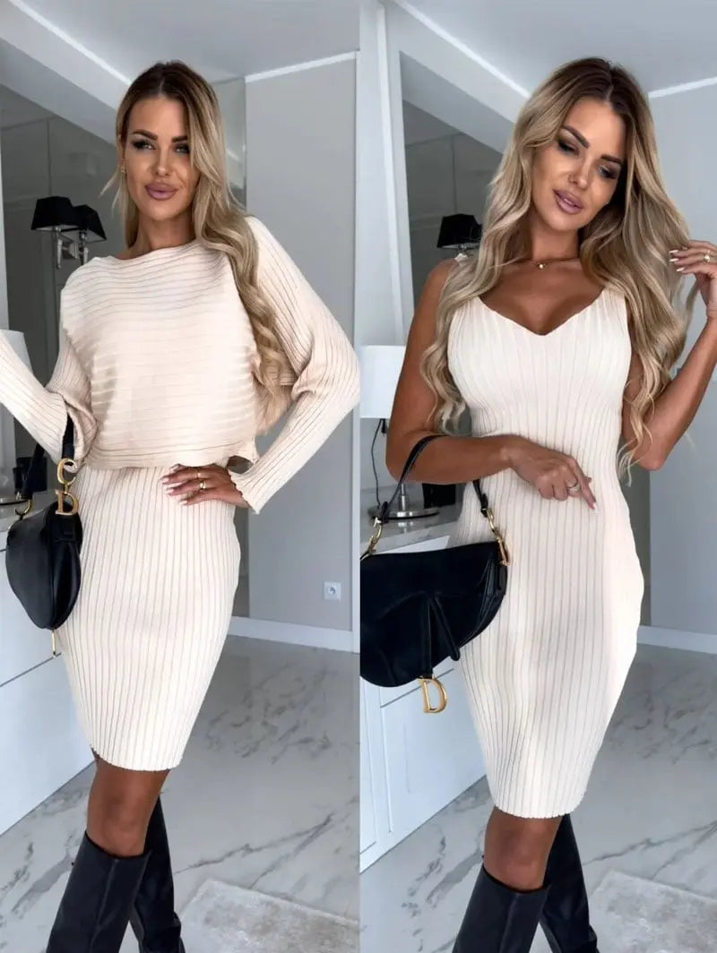 🔥HOT SALE🔥✨🥻Knit Pullover Sweater and Cami Dress Set(47%OFF) spiyle