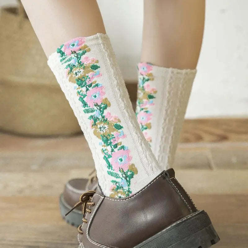 Vintage Embroidered Floral Socks spiyle