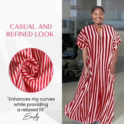 🎉New Product Launch💐– V-Neck Striped Maxi Dress（50% OFF） spiyle