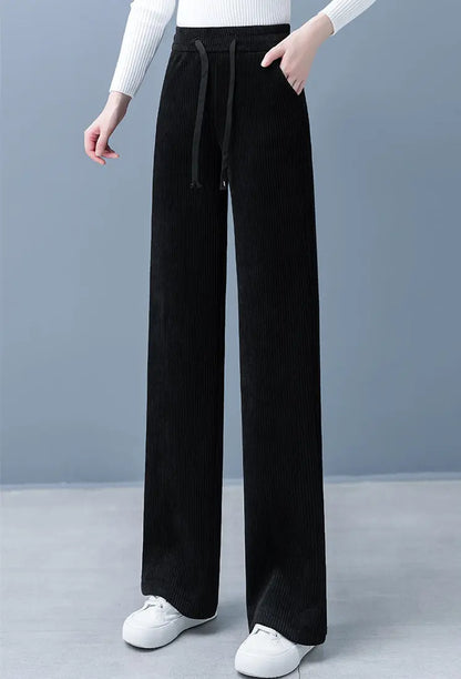 🔥✨Christmas promotion 50% OFF🎅🎁Women's Padded And Thickened Solid Color Wide-Legged Drawstring Straight Pants spiyle