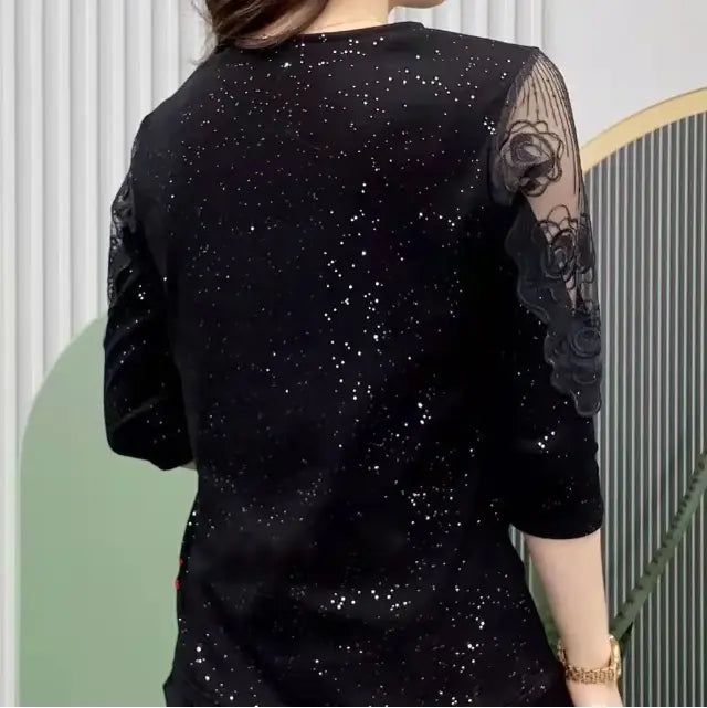 🔥2 pieces free shipping🔥【M-4XL】New versatile diamond lace blouse for all body types spiyle