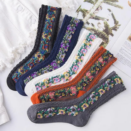 Vintage Embroidered Floral Socks spiyle