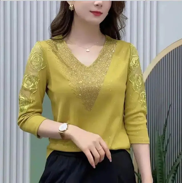 🔥2 pieces free shipping🔥【M-4XL】New versatile diamond lace blouse for all body types spiyle