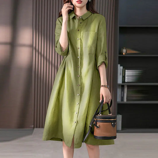 Women's Relaxed Fit Cotton Linen Dress spiyle