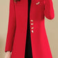 Four buttons collarless plain coat spiyle
