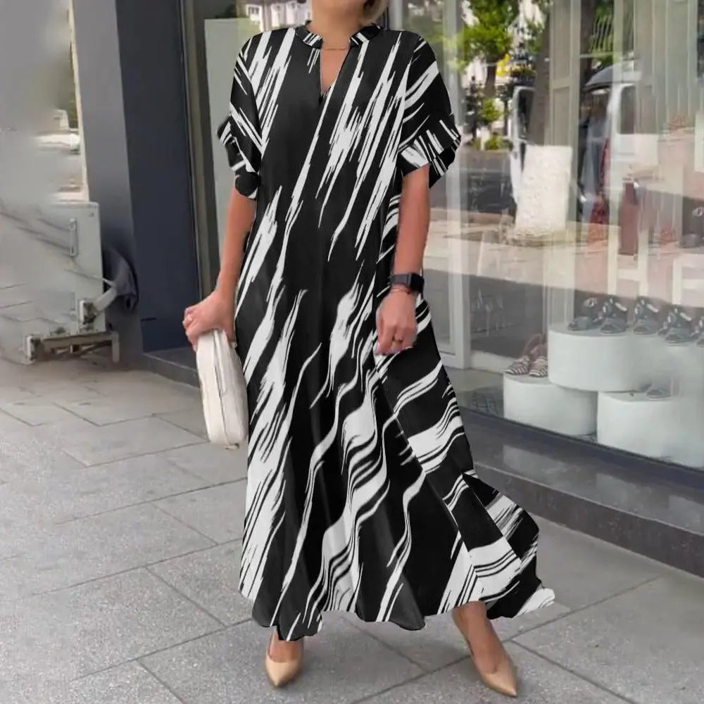 🎉New Product Launch💐– V-Neck Striped Maxi Dress（50% OFF） spiyle
