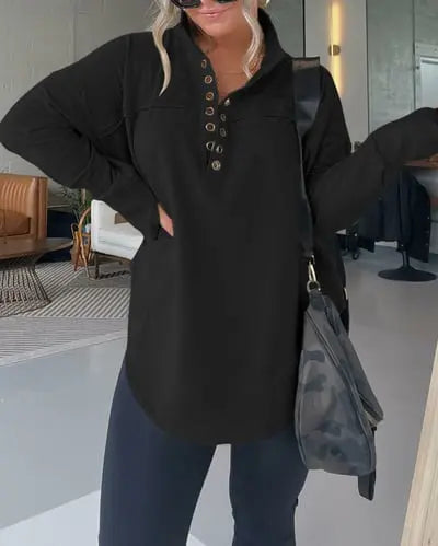 HALF NECK THUMBHOLE CUFF PULLOVER SWEATSHIRT spiyle