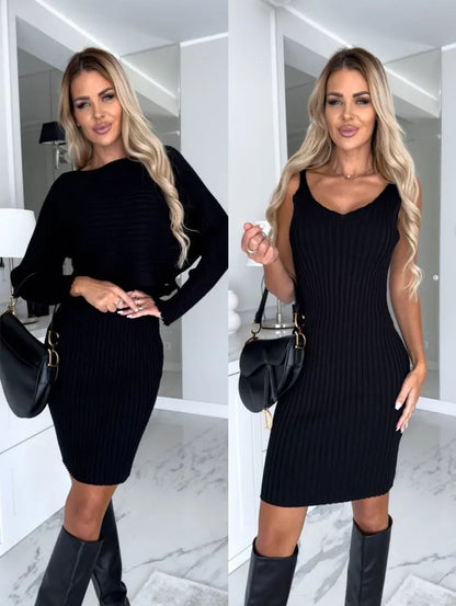 🔥HOT SALE🔥✨🥻Knit Pullover Sweater and Cami Dress Set(47%OFF) spiyle