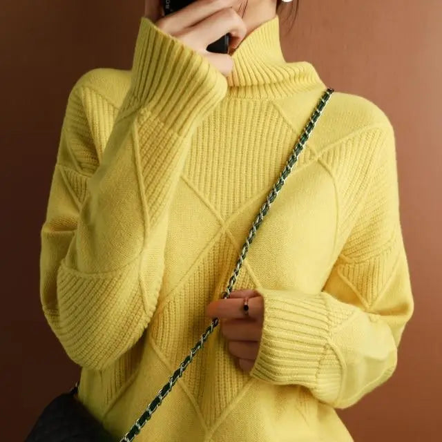 Loose Cashmere Turtleneck Sweater Cardigan spiyle