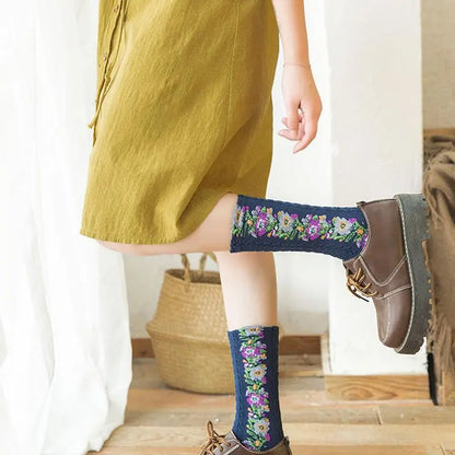 Vintage Embroidered Floral Socks spiyle