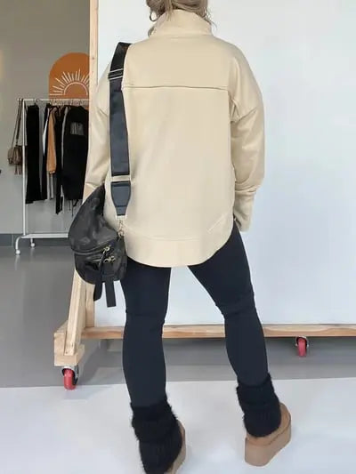 HALF NECK THUMBHOLE CUFF PULLOVER SWEATSHIRT spiyle
