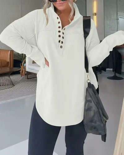 HALF NECK THUMBHOLE CUFF PULLOVER SWEATSHIRT spiyle