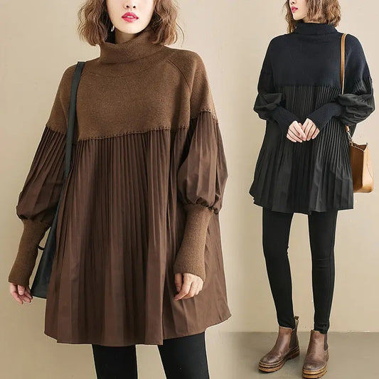 👩‍✨Plus Size Solid Color Lantern Sleeve Knit Dress/50%off spiyle