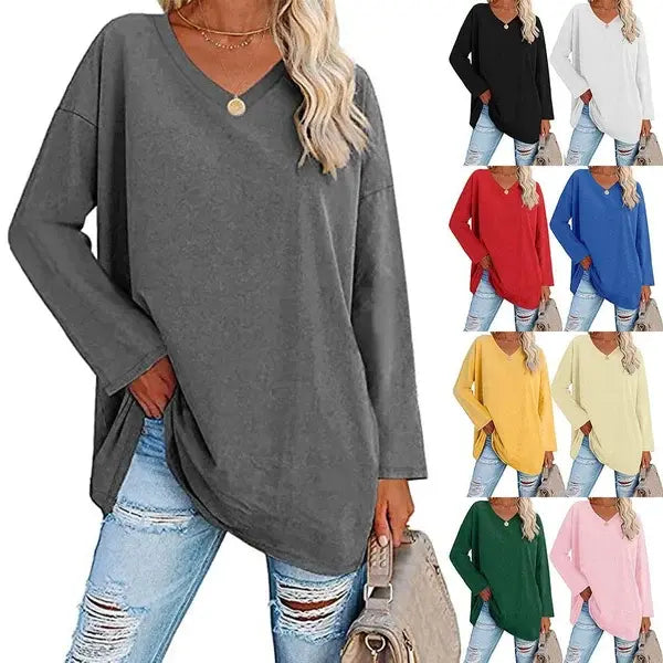 🔥HOT SALE🔥Women's loose long sleeve fashion V-neck knit top(46%OFF) spiyle