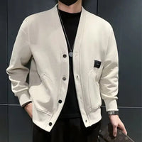 Men's loose V-neck cardigan jacket aimtoyou