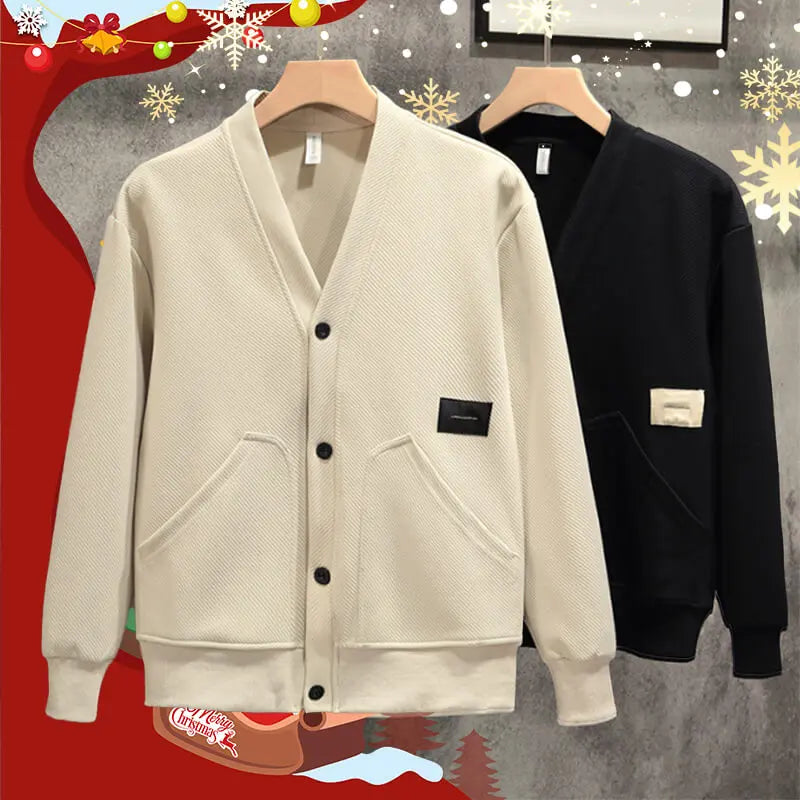 Men's loose V-neck cardigan jacket aimtoyou