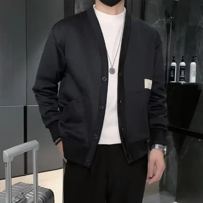 Men's loose V-neck cardigan jacket aimtoyou