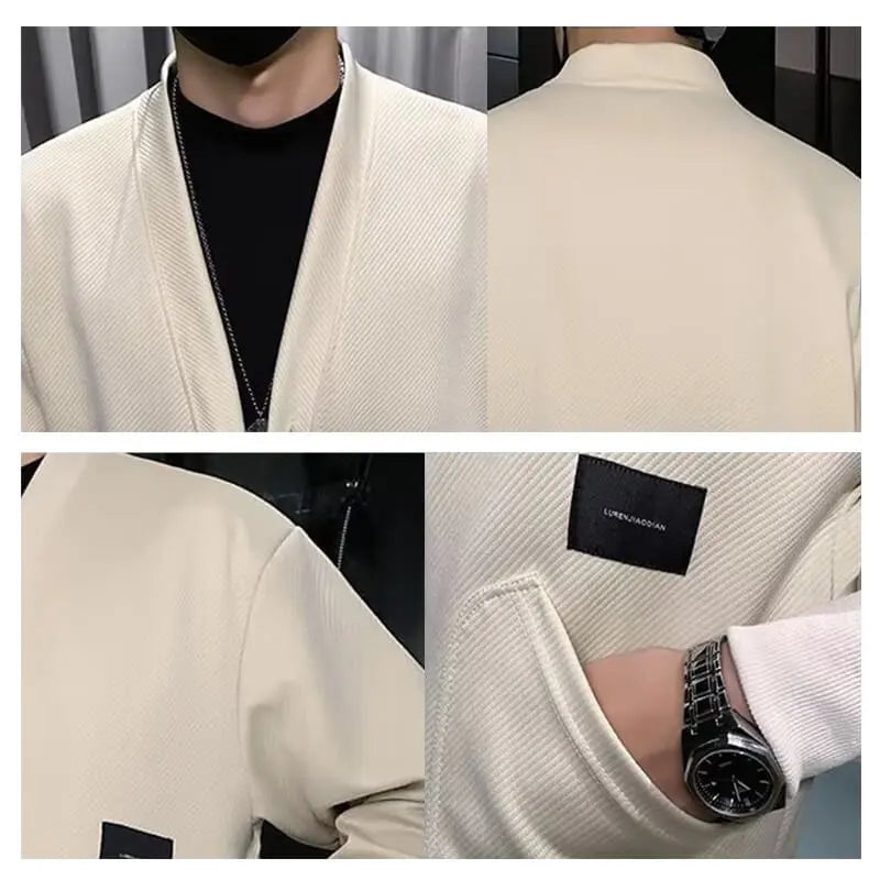 Men's loose V-neck cardigan jacket aimtoyou