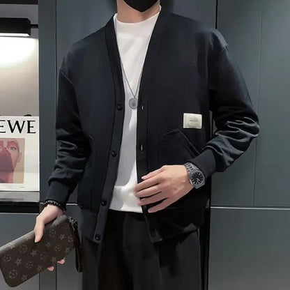 Men's loose V-neck cardigan jacket aimtoyou