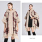 Faux rabbit fur collar hooded cape spiyle