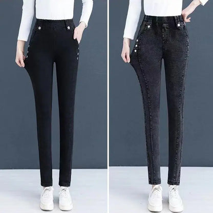 Nice Gift! Elastic Warm Plush Skinny Jeans for Women spiyle
