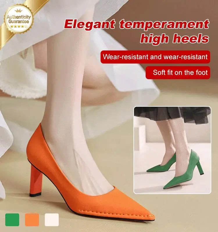 [Nice gift] French-style pointed-toe temperament shallow mouth high-heeled shoes spiyle