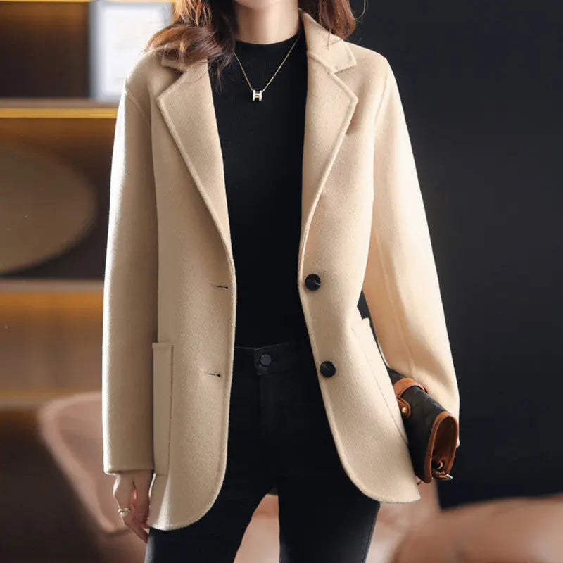 【Easy Care and Machine Washable】Sheep Wool Short Woolen Coat spiyle