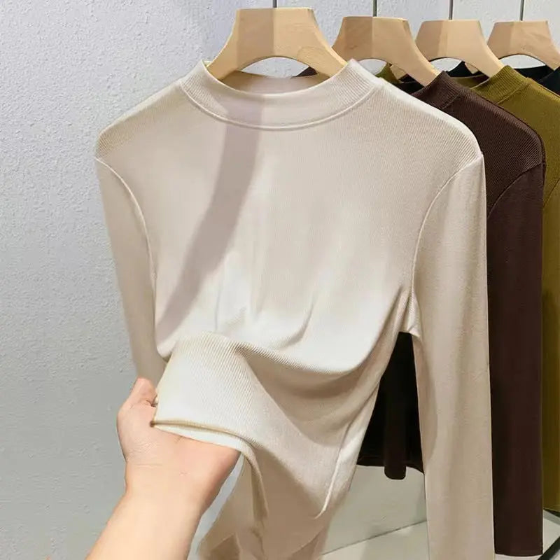 Gift for Women! Fashionable Stretchy Slim Stand-collar Base Shirt spiyle