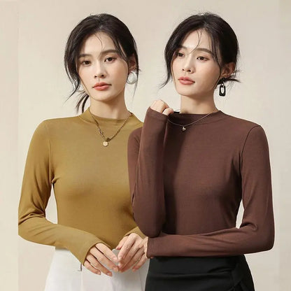 Gift for Women! Fashionable Stretchy Slim Stand-collar Base Shirt spiyle