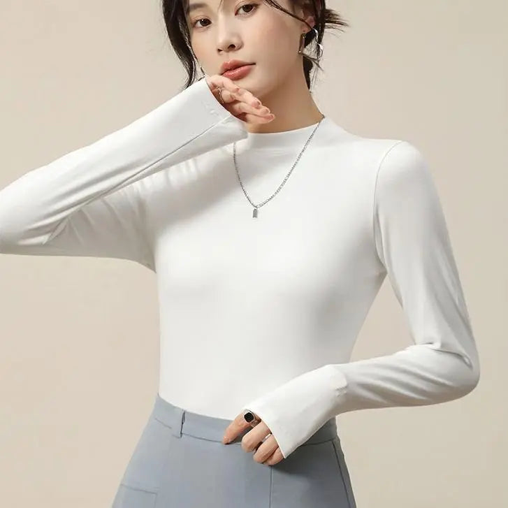 Gift for Women! Fashionable Stretchy Slim Stand-collar Base Shirt spiyle