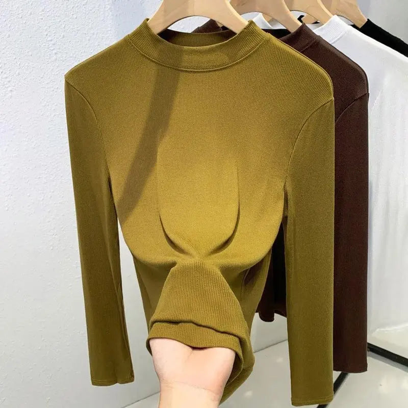 Gift for Women! Fashionable Stretchy Slim Stand-collar Base Shirt spiyle