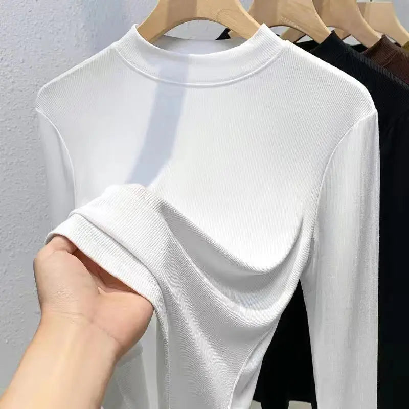 Gift for Women! Fashionable Stretchy Slim Stand-collar Base Shirt spiyle