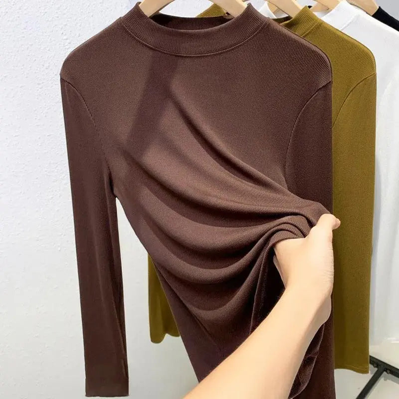 Gift for Women! Fashionable Stretchy Slim Stand-collar Base Shirt spiyle