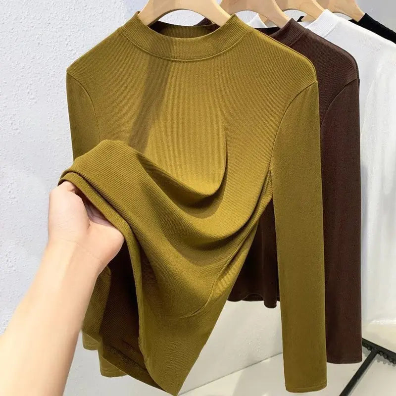 Gift for Women! Fashionable Stretchy Slim Stand-collar Base Shirt spiyle