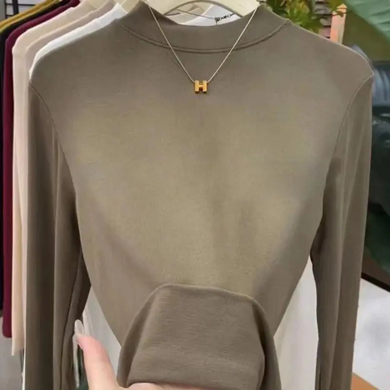 Gift for Women! Fashionable Stretchy Slim Stand-collar Base Shirt spiyle