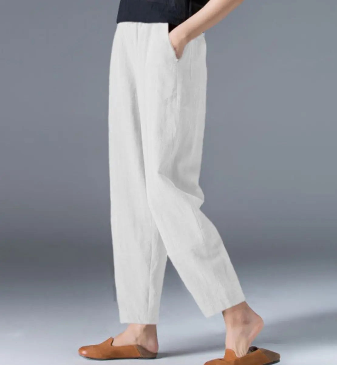 🔥Hot Sale $22.99🔥[Women’s Gift] Women's Cotton Linen Elastic Waist Casual Pants with Pockets（42%OFF) spiyle
