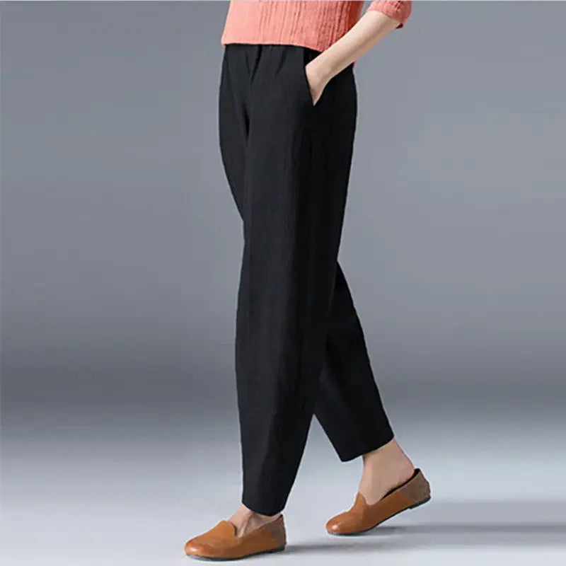🔥Hot Sale $22.99🔥[Women’s Gift] Women's Cotton Linen Elastic Waist Casual Pants with Pockets（42%OFF) spiyle