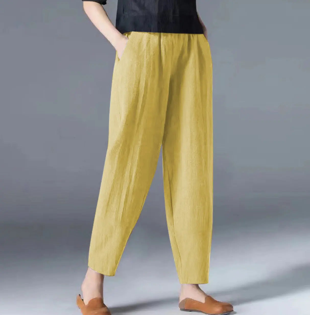 🔥Hot Sale $22.99🔥[Women’s Gift] Women's Cotton Linen Elastic Waist Casual Pants with Pockets（42%OFF) spiyle