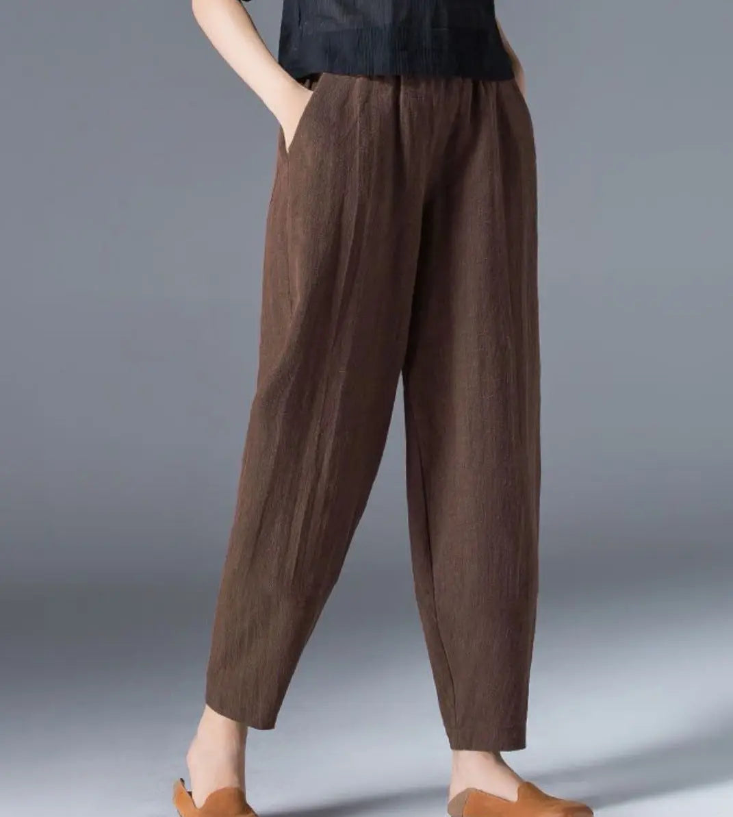 🔥Hot Sale $22.99🔥[Women’s Gift] Women's Cotton Linen Elastic Waist Casual Pants with Pockets（42%OFF) spiyle